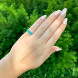 14k Yellow Gold Genuine Natural Turquoise Five-Stone Band Ring Size 6 (#J6800)