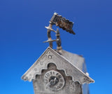 Dutch Sterling Silver Bell 3-D Clock Tower w/ Steps 3 Men Shield 8 3/4" (#7580)