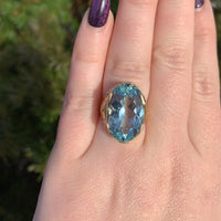 14k Yellow Gold GIA 11.95 Carat Fine Genuine Natural Aquamarine Ring (#J6508)