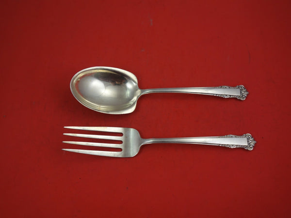 English Shell by Lunt Sterling Silver Salad Serving Set AS 2pc 9"