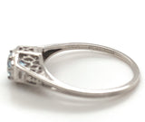Platinum Filigree Deco .34ct Genuine Natural Aquamarine Ring Size 6 3/4 (#J7562)