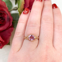 14k Yellow Gold Filigree 1.32 Carat Pink Genuine Natural Spinel Ring (#J7196)