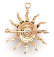 14k Rose Gold Starburst Diamond and Seed Pearl Pin Pendant Jewelry (#J6958)
