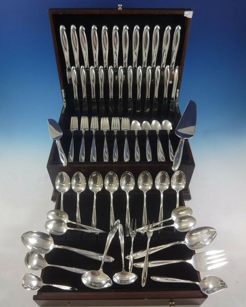 Silver Sculpture by R&B Sterling Silver Flatware Set 12 Service 84 Pcs Modern