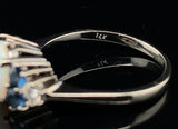 14k White Gold Genuine Natural Opal Ring with Diamonds and Sapphires (#J5948)