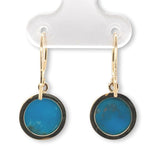 14k Gold 7.18 Carat TW Ithaca Peak Blue Genuine Turquoise Drop Earrings (#J7139)
