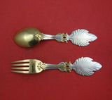 Christmas by A. Michelsen Sterling Silver Fork and Spoon Set 2pc 1919 Vermeil