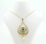 Victorian 9k Yellow Gold Sapphire Lavaliere Pendant (#J4202)