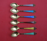 Odel by Nils Hansen Norway Sterling Silver Demitasse Spoon Set of 6 vermeil 6""