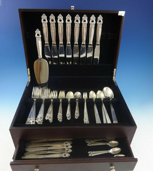 Royal Danish by International Sterling Silver Dinner Flatware For 8 Set 67 Pcs