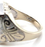 10k White Gold Genuine Natural Black Onyx Men's Ring with Diamonds (#J5829)