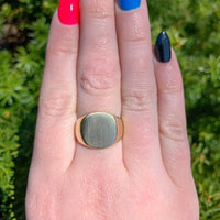 10k Yellow Gold Men's Blank Signet RIng with Brushed Finish Size 7.5 (#J6639)