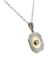 14k Yellow Gold Genuine Natural Diamond Pendant w/ Platinum Top 18" Chain #J7188