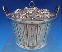 Italian Sterling Silver Fruit Bowl with underplate Barrel of Grapes  (#8372)