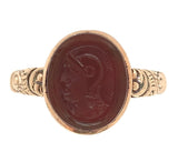 10k Rosey Yellow Gold Genuine Natural Carnelian Stone Warrior Cameo Ring #J7274