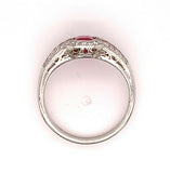 Platinum 1.86 Carat Genuine Natural Ruby and Diamond Ring (#J4870)