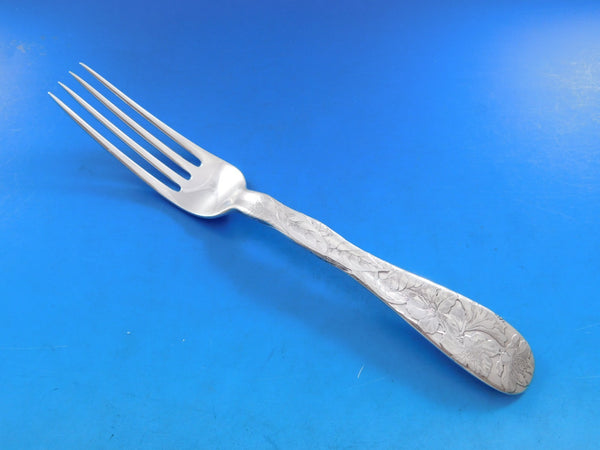 Lap Over Acid Etched by Tiffany Sterling Silver Dinner Fork Rhododendron 7 7/8