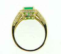 10k Yellow Gold 1.62ct Genuine Natural Emerald and Diamond Ring (#J2604)