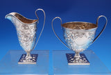 Davis and Galt Sterling Silver Sugar Creamer Set 2pc #68 Leaf Vine Motif (#8131)