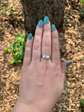 14k Yellow Gold Twin Round Genuine Natural Opal Ring with Diamonds (#J5813)