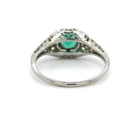 18k White Gold Filigree Deco .55ct Genuine Natural Emerald Ring (#J6333)