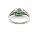 18k White Gold Filigree Deco .55ct Genuine Natural Emerald Ring (#J6333)