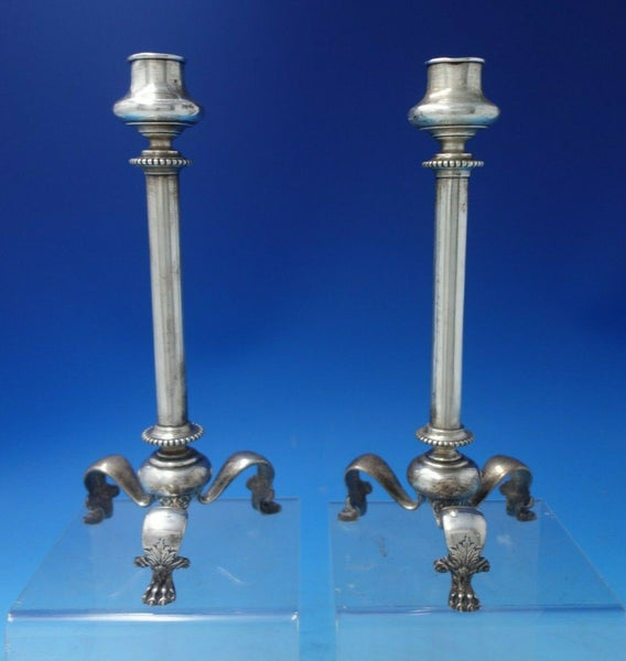 Bead by Shiebler Sterling Silver Candlestick Pair #1172 9 1/2" x 4 1/2" (#5585)