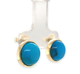 14k Gold 6.86 Carat TW Ithaca Peak Blue Genuine Turquoise Stud Earrings (#J7138)