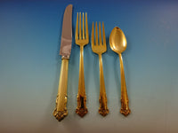 English Shell Gold by Lunt Sterling Silver Flatware Service For 12 Set Vermeil