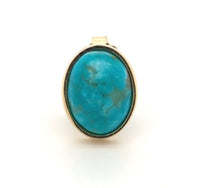 14k Gold 3.05ct TW Genuine Natural Kingman Turquoise Stud Earrings (#J6110)