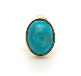 14k Gold 3.05ct TW Genuine Natural Kingman Turquoise Stud Earrings (#J6110)