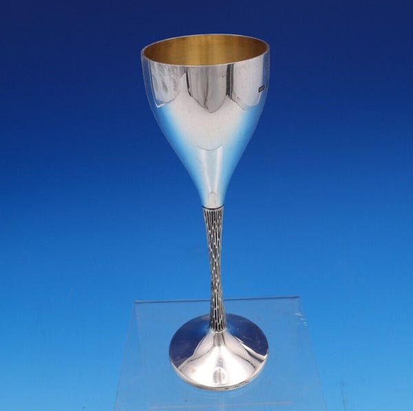 Peter Michael Lunn English Estate Sterling Silver Champagne Flute GW Bark #7616