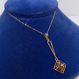 Victorian 10k Yellow Gold Genuine Natural Diamond Lavaliere Pendant (#J5546)