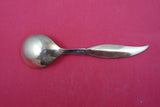 Norwegian Sterling Silver Sugar Spoon vermeil feathered enameled Red 5 1/4"