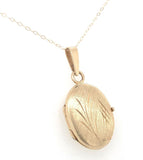 14k Yellow Gold Italian Oval Locket with Engraved Design and 14k Chain (#J6522)