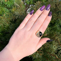10k Yellow Gold Genuine Natural Black Onyx and Diamond Men's Ring (#J6538)