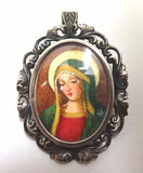 Italian .800 Silver Pin / Pendant with Madonnna (Mary) (#J3504)