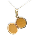 Italian 14k Yellow Gold Round Locket Necklace with Chain Jewelry (#J7610)