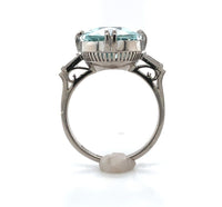 14k White Gold 4.14ct Genuine Natural Aquamarine and Diamond Ring (#J6400)