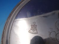 Beaded by Ei English Sterling Silver Round Salver Tray with Coat of Arms (#5998)