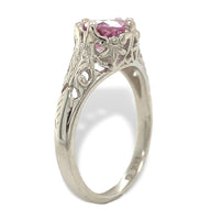 14k White Gold Filigree 1.39 Carat Pink Genuine Natural Spinel Ring (#J7153)