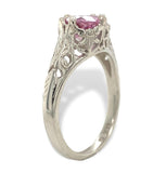 14k White Gold Filigree 1.39 Carat Pink Genuine Natural Spinel Ring (#J7153)