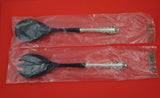 Dresden Scroll by Lunt Sterling Silver Salad Serving Set New Black Nylon HH 11"