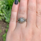 18k Gold Art Deco .41ct Diamond FIligree Lab-Created Sapphires GIA Report #J6749