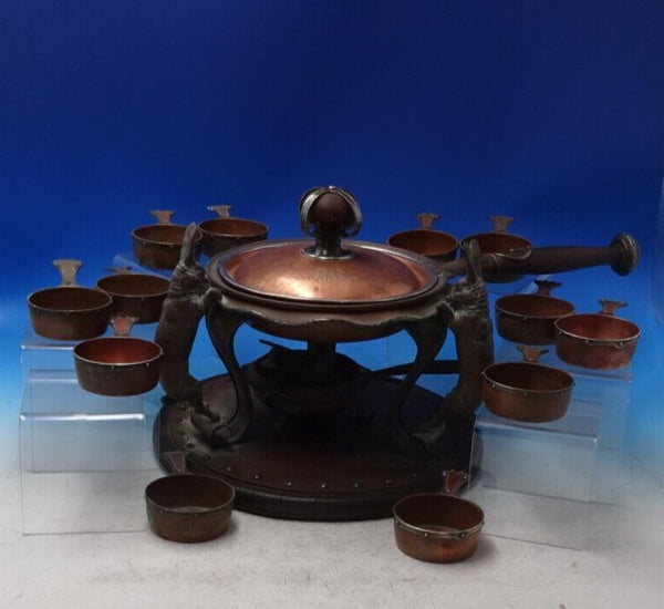Joseph Heinrichs Mixed Metals and Wood Chafing Set 13pc Dish Ramekins  (#7137)