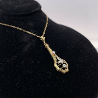 14k Yellow Gold Art Deco Diamond Lavaliere by Hagerstrom (#J5409)