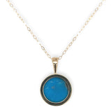 14k 3.50 Carat Ithaca Peak Very Blue Genuine Turquoise Pendant w/ Chain (#J7256)