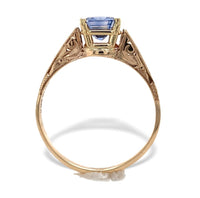 14k Yellow Gold 1.06 Carat Genuine Natural Ceylon Blue Sapphire Ring (#J7317)