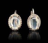 14k Gold 1.80ct TW Genuine Moonstone and Diamond Halo Leverback Earrings #J7126