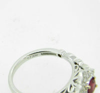 14k White Gold .46ct Genuine Natural Ruby Ring with Diamond Halo (#J5100)